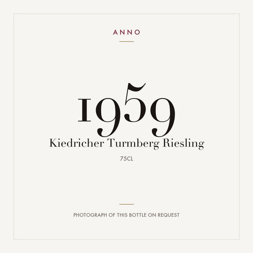 Kiedricher Turmberg Riesling 1959 0,75l — ANNO vintage card; photograph of the actual bottle available on request