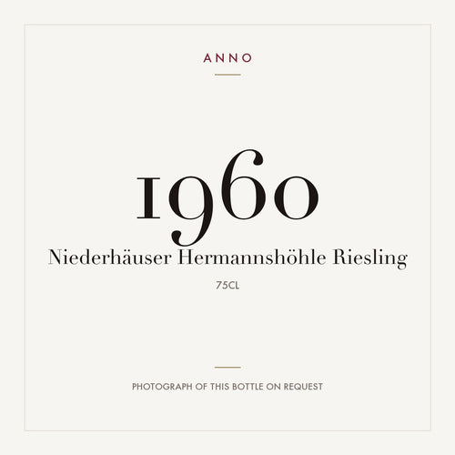 Niederhauser Hermannshohle Riesling 1960 0,75l — ANNO-jaargangkaart; foto van de echte fles op aanvraag
