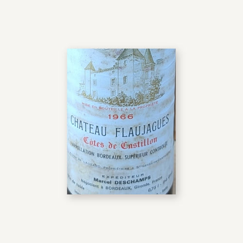 Chateau Flaujagues Castillon Cotes de Bordeaux 1966 AOC 0,75l — wijnetiket