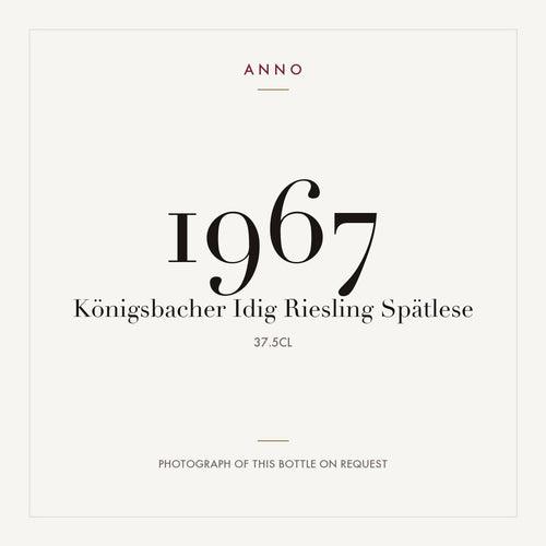 Konigsbacher Idig Riesling Spatlese 1967 0,375l — ANNO 年份卡;實際酒瓶照片可應要求提供