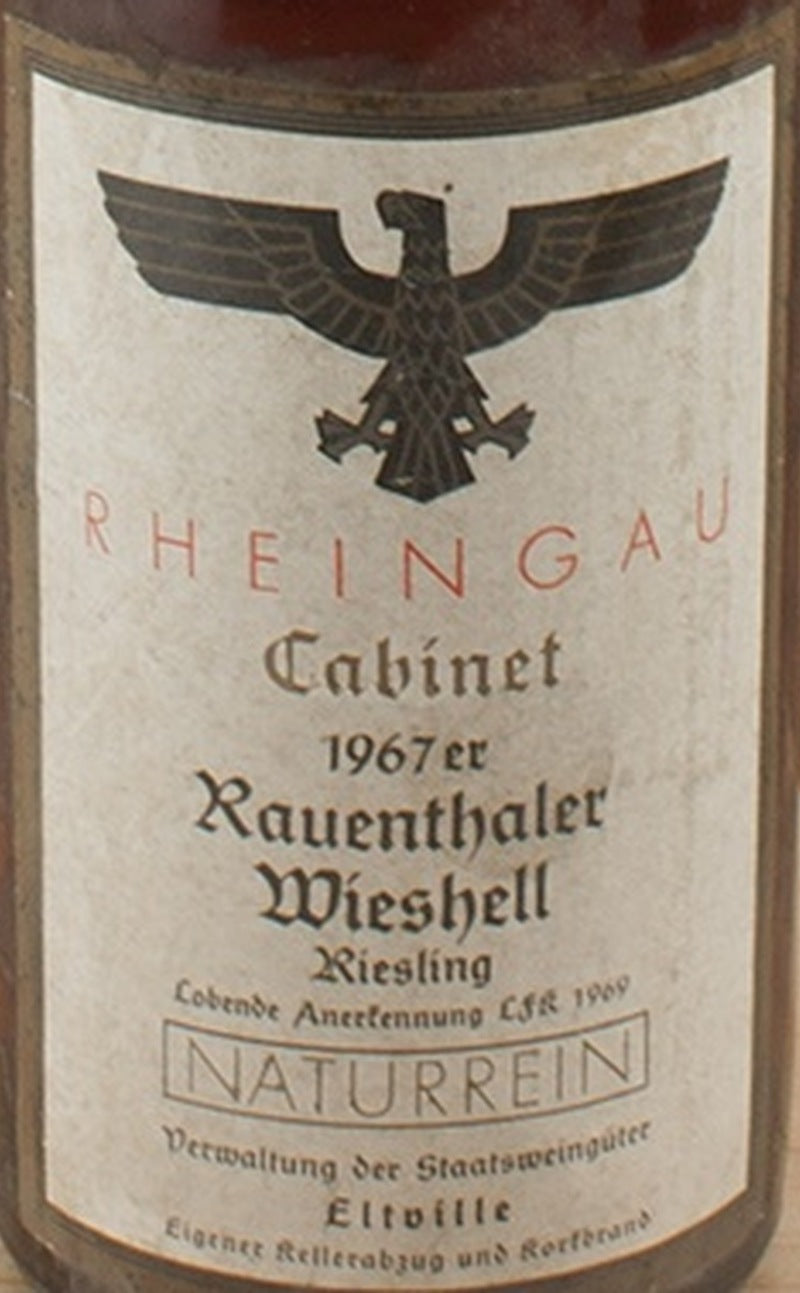 Verwaltung der Staatsweinguter Eltville Rheingau Rauenthaler Wieshell Riesling Cabinet 1967 — wine label