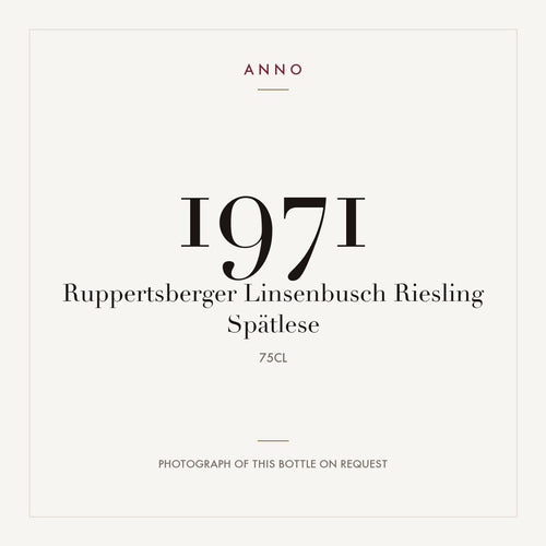 Ruppertsberger Linsenbusch Riesling Spatlese 1971 0,75l — ANNO vintage card; photograph of the actual bottle available on request