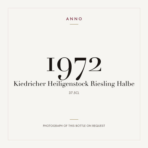 Kiedricher Heiligenstock Riesling 1972 0,375l — ANNO vintage card; photograph of the actual bottle available on request
