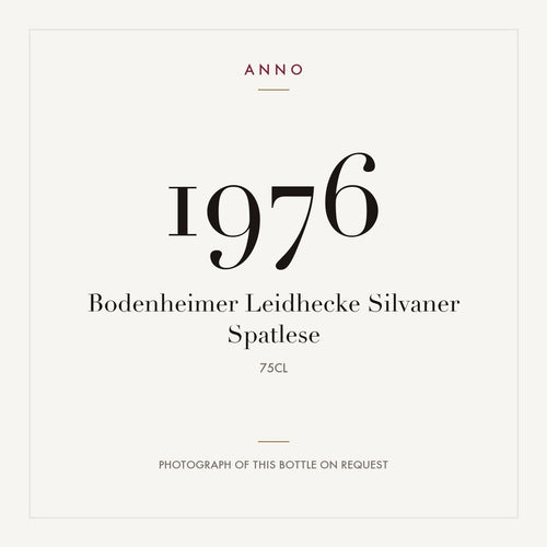 Bodenheimer Leidhecke Silvaner Spatlese 1976 0,75l — ANNO vintage card; photograph of the actual bottle available on request