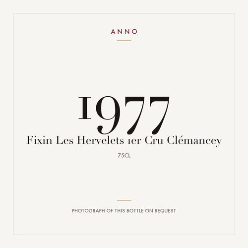 Clemancey Fixin Premier Cru Les Hervelets 1977 AOC 0,75l — ANNO vintage card; photograph of the actual bottle available on request