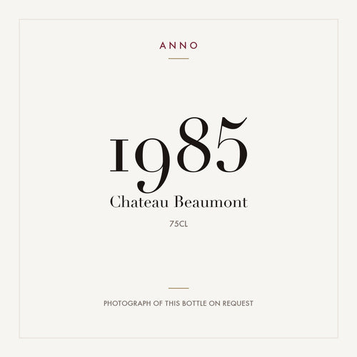 Chateau Beaumont Haut-Medoc 1985 AOC 0,75l — ANNO vintage card; photograph of the actual bottle available on request