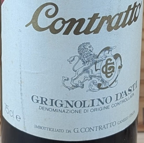 Contratto Grignolino d'Asti DOC — wine label, illustrative image