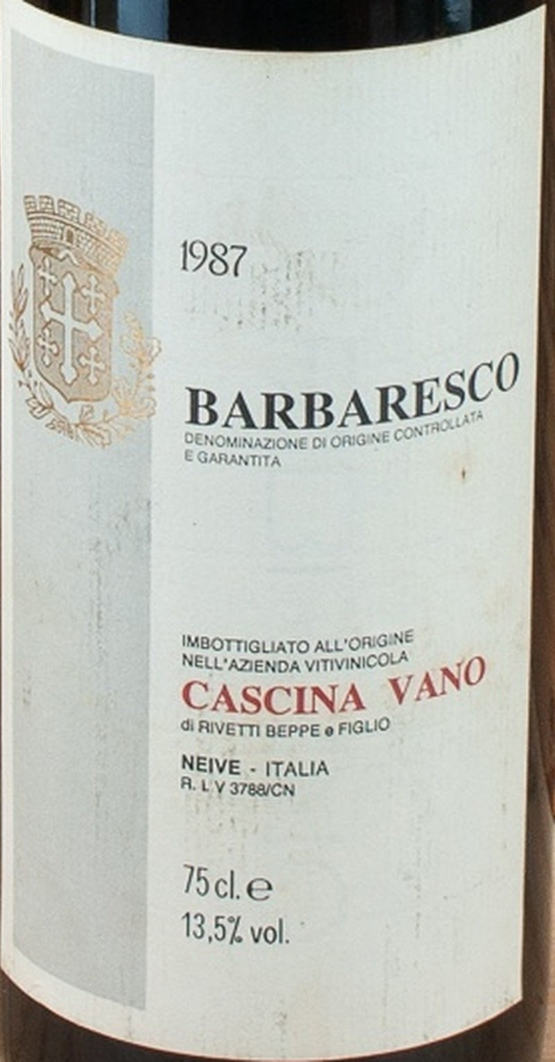 Cascina Vano Barbaresco 1987 DOCG — wine label
