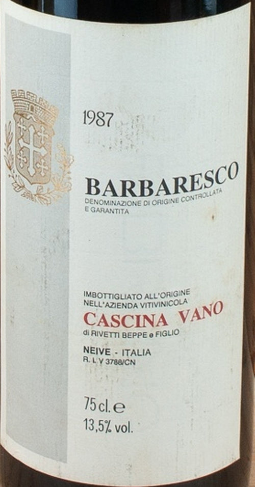 Cascina Vano Barbaresco 1987 DOCG — wine label