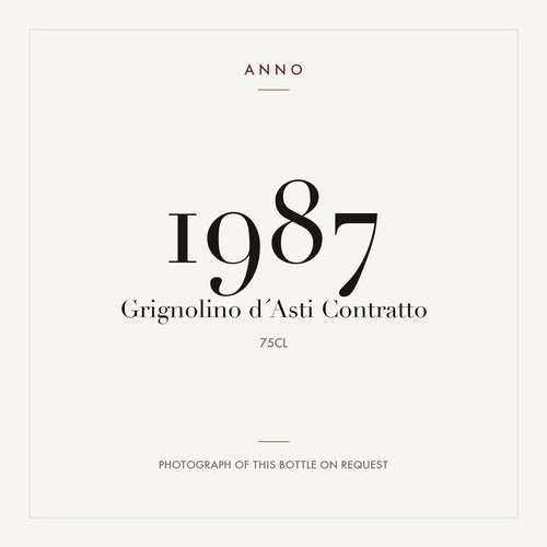 Contratto Grignolino d'Asti 1987 DOC 0,75l — ANNO vintage card; photograph of the actual bottle available on request
