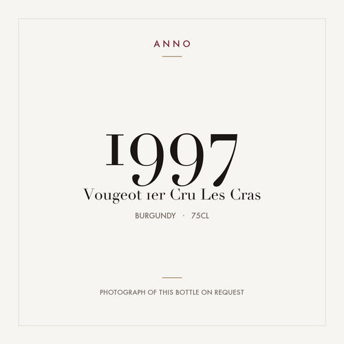 Les Cras Vougeot Premier Cru 1997 AOC 0,75l — ANNO-Jahrgangskarte; Foto der tatsächlichen Flasche auf Anfrage