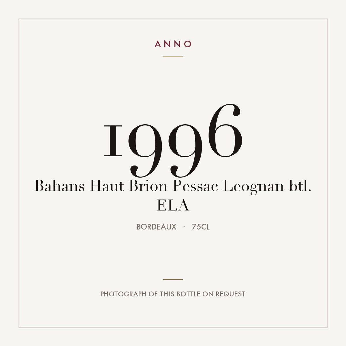 Bahans Haut-Brion Pessac-Leognan 1996 AOC 0,75l