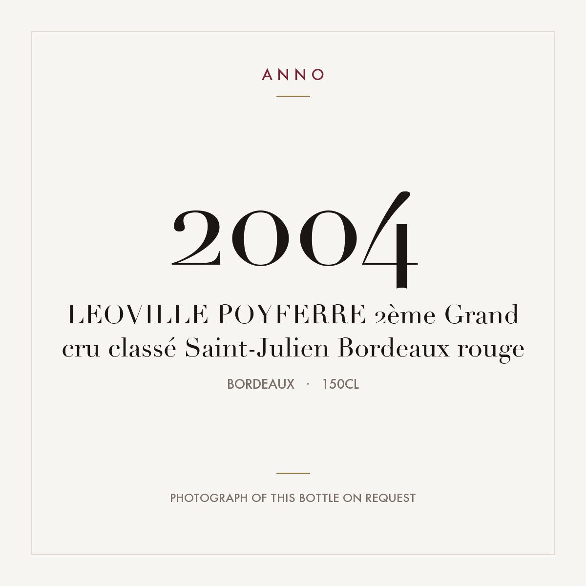 Chateau Leoville Poyferre Saint-Julien 2004 AOC 1,5l