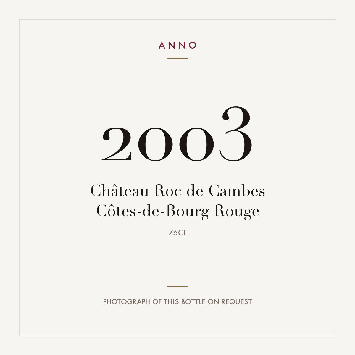 Chateau Roc de Cambes Cotes-de-Bourg Rouge 2003 AOC 0,75l