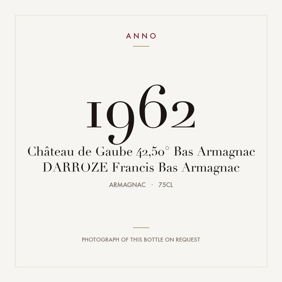 Chateau de Gaube Bas-Armagnac 1962 0,75l