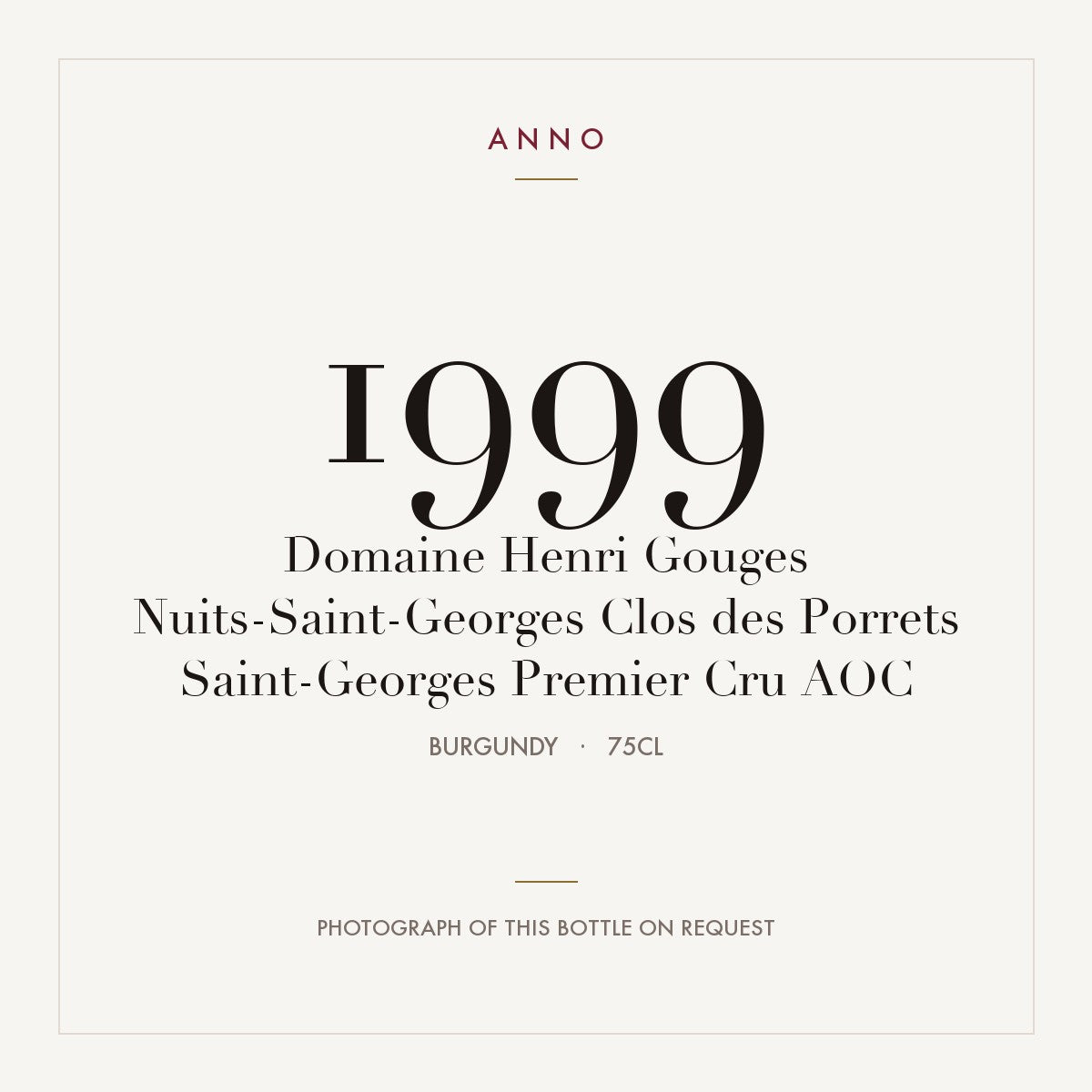 Domaine Henri Gouges Nuits-Saint-Georges Premier Cru Clos des Porrets Saint-Georges 1999 AOC 0,75l