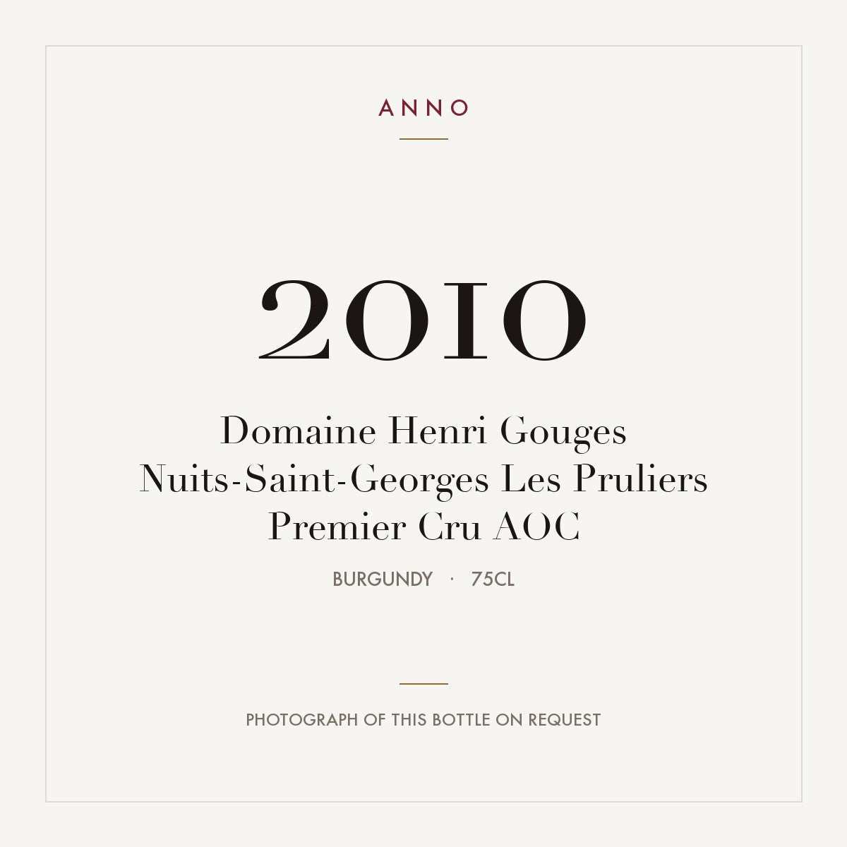 Domaine Henri Gouges Nuits-Saint-Georges Premier Cru Les Pruliers 2010 AOC 0,75l
