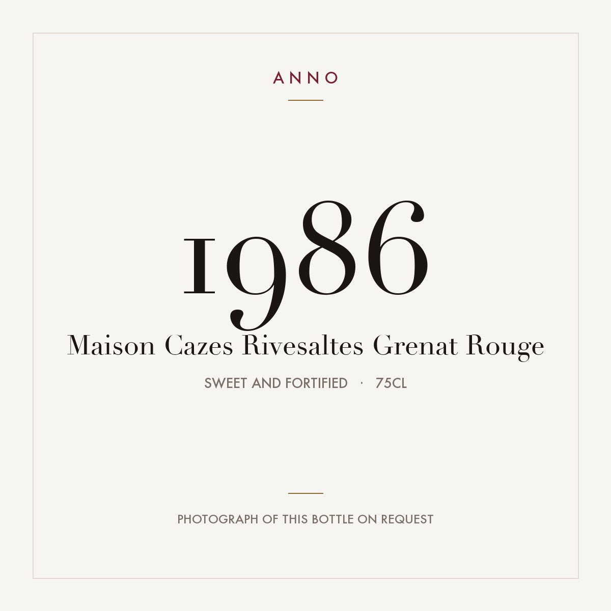 Maison Cazes Rivesaltes Grenat Rouge 1986 AOC 0,75l