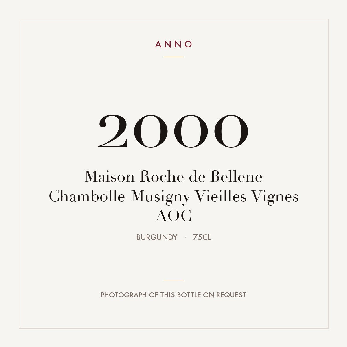 Maison Roche de Bellene Chambolle-Musigny Vieilles Vignes 2000 AOC 0,75l