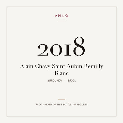 Alain Chavy Saint Aubin Remilly Blanc 2018 1,5l — ANNO-jaargangkaart; foto van de echte fles op aanvraag