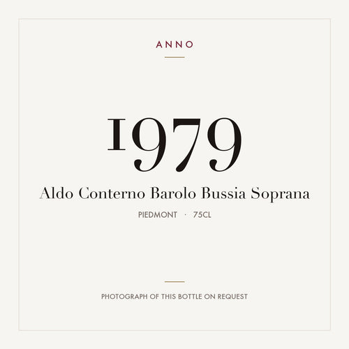 Aldo Conterno Barolo Bussia Soprana 1979 0,75l, 皮耶蒙特 — ANNO 年份卡;實際酒瓶照片可應要求提供