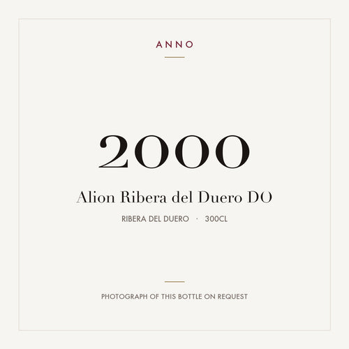 Alion Ribera del Duero 2000 DO 3l from Ribera del Duero — ANNO vintage card; photograph of the actual bottle available on request