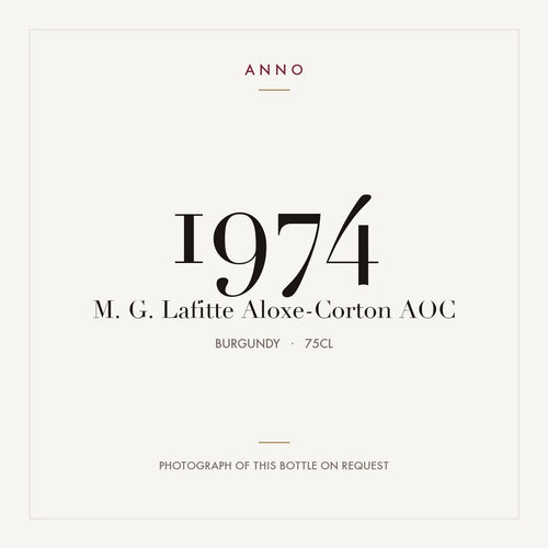 M. G. Lafitte Aloxe-Corton 1974 AOC 0,75l from Burgundy — ANNO vintage card; photograph of the actual bottle available on request