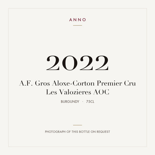 A.F. Gros Aloxe-Corton Premier Cru Les Valozieres 2022 AOC 0,75l from Burgundy — ANNO vintage card; photograph of the actual bottle available on request