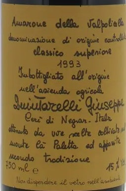 Quintarelli Amarone della Valpolicella Classico 1993 DOC 0,75l — wine label