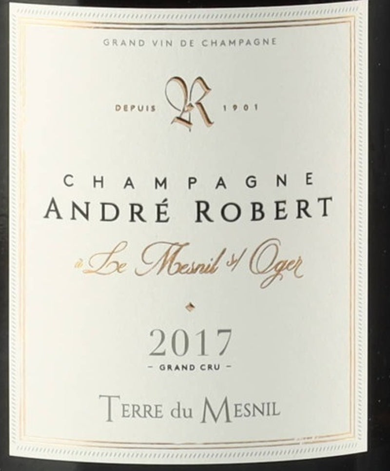 Andre Robert Terres du Mesnil Blanc de Blancs Champagne 2017 AOC 0,75l from Champagne — ANNO vintage card; photograph of the actual bottle available on request