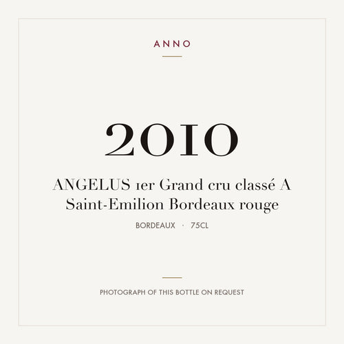 Angelus Saint-Emilion 2010 AOC 0,75l — ANNO-jaargangkaart; foto van de echte fles op aanvraag