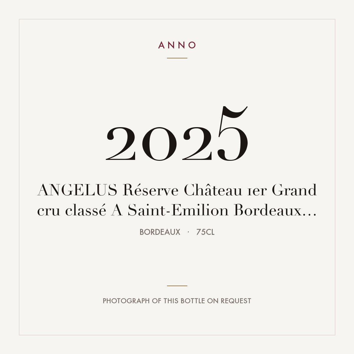 Chateau Angelus Saint-Emilion Reserve 2025 AOC 0,75l — ANNO vintage card; photograph of the actual bottle available on request