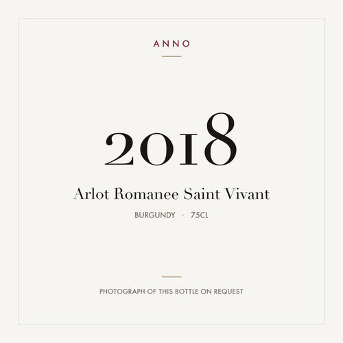 Arlot Romanee Saint Vivant 2018 0,75l — ANNO vintage card; photograph of the actual bottle available on request