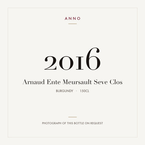 Arnaud Ente Meursault Seve Clos 2016 1,5l — ANNO-årgangskort; foto af den faktiske flaske på forespørgsel