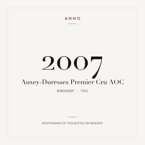 Auxey-Duresses Premier Cru 2007 AOC 0,75l from Burgundy — ANNO vintage card; photograph of the actual bottle available on request