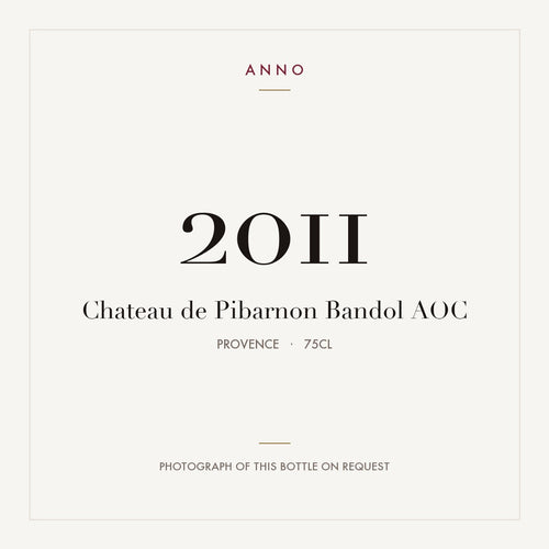 Chateau de Pibarnon Bandol 2011 AOC 0,75l from Provence — ANNO vintage card; photograph of the actual bottle available on request