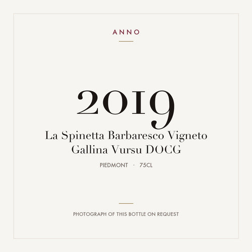 La Spinetta Barbaresco Vigneto Gallina Vursu 2019 DOCG 0,75l from Piedmont — ANNO vintage card; photograph of the actual bottle available on request