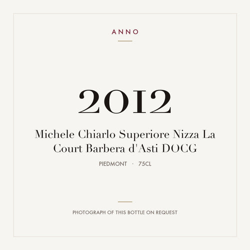 Michele Chiarlo Superiore Nizza La Court Barbera d'Asti 2012 DOCG 0,75l from Piedmont — ANNO vintage card; photograph of the actual bottle available on request