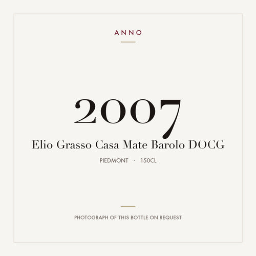 Elio Grasso Casa Mate Barolo 2007 DOCG 1,5l from Piedmont — ANNO vintage card; photograph of the actual bottle available on request