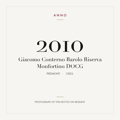 Giacomo Conterno Barolo Riserva Monfortino 2010 DOCG 1,5l, 皮耶蒙特 — ANNO 年份卡;實際酒瓶照片可應要求提供