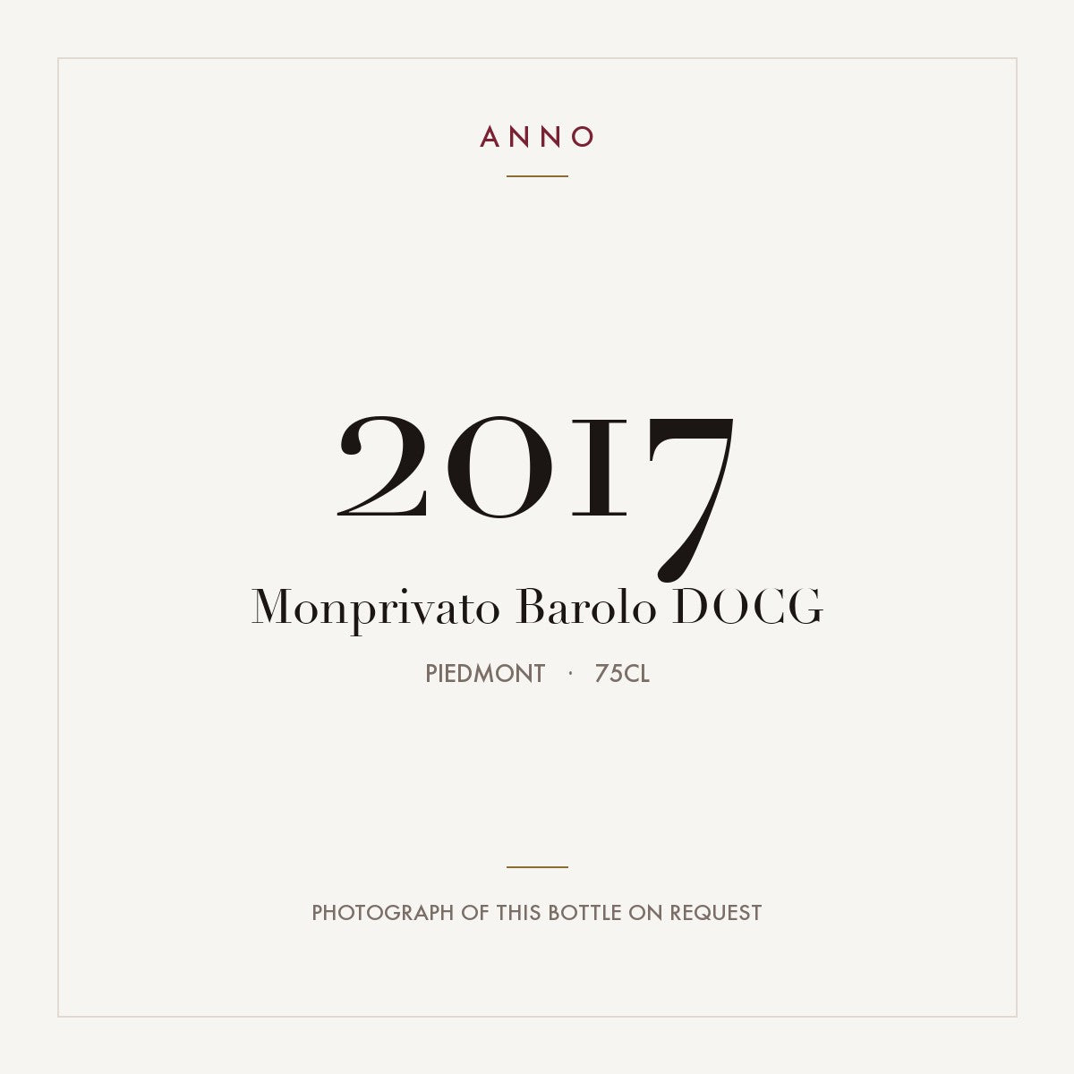 Monprivato Barolo 2017 DOCG 0,75l from Piedmont — ANNO vintage card; photograph of the actual bottle available on request