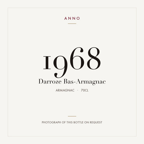 Darroze Bas-Armagnac 1968 0,7l from Armagnac — ANNO vintage card; photograph of the actual bottle available on request