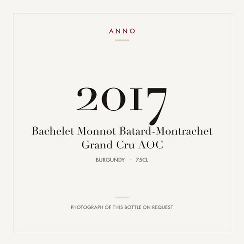 Bachelet Monnot Batard-Montrachet Grand Cru 2017 AOC 0,75l from Burgundy — ANNO vintage card; photograph of the actual bottle available on request