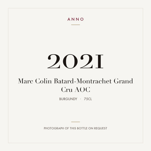 Marc Colin Batard-Montrachet Grand Cru 2021 AOC 0,75l from Burgundy — ANNO vintage card; photograph of the actual bottle available on request
