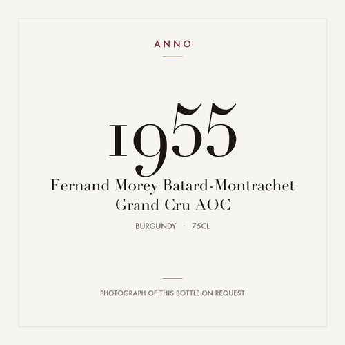Fernand Morey Batard-Montrachet Grand Cru 1955 AOC 0,75l from Burgundy — ANNO vintage card; photograph of the actual bottle available on request