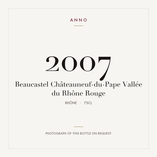 Chateau de Beaucastel Chateauneuf-du-Pape 2007 AOC 0,75l — ANNO vintage card; photograph of the actual bottle available on request