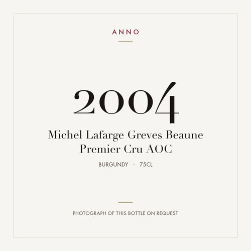 Michel Lafarge Greves Beaune Premier Cru 2004 AOC 0,75l from Burgundy — ANNO vintage card; photograph of the actual bottle available on request
