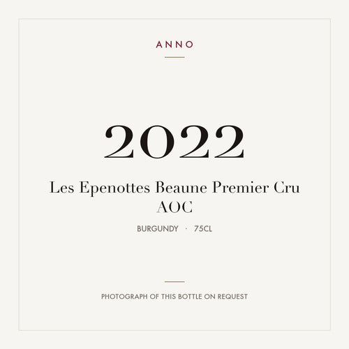 Les Epenottes Beaune Premier Cru 2022 AOC 0,75l from Burgundy — ANNO vintage card; photograph of the actual bottle available on request