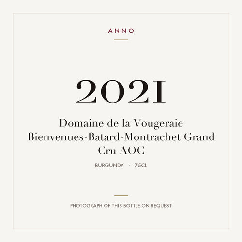 Domaine de la Vougeraie Bienvenues-Batard-Montrachet Grand Cru 2021 AOC 0,75l from Burgundy — ANNO vintage card; photograph of the actual bottle available on request