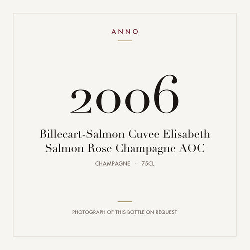 Billecart-Salmon Cuvee Elisabeth Salmon Rose Champagne 2006 AOC 0,75l from Champagne — ANNO vintage card; photograph of the actual bottle available on request